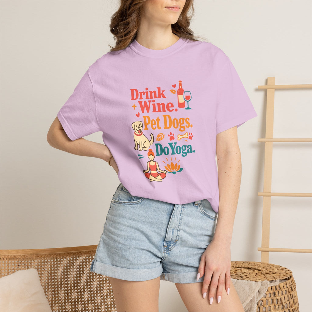 Drink Wine Pet Dogs Do Yoga t-shirt