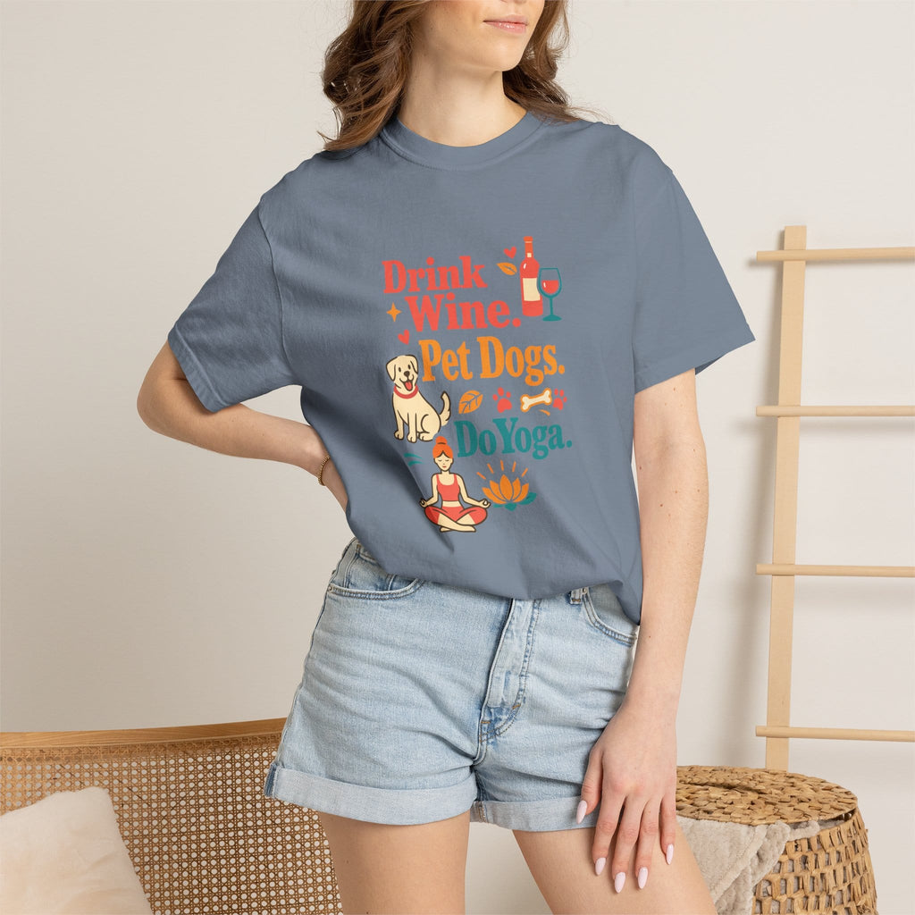 Drink Wine Pet Dogs Do Yoga t-shirt