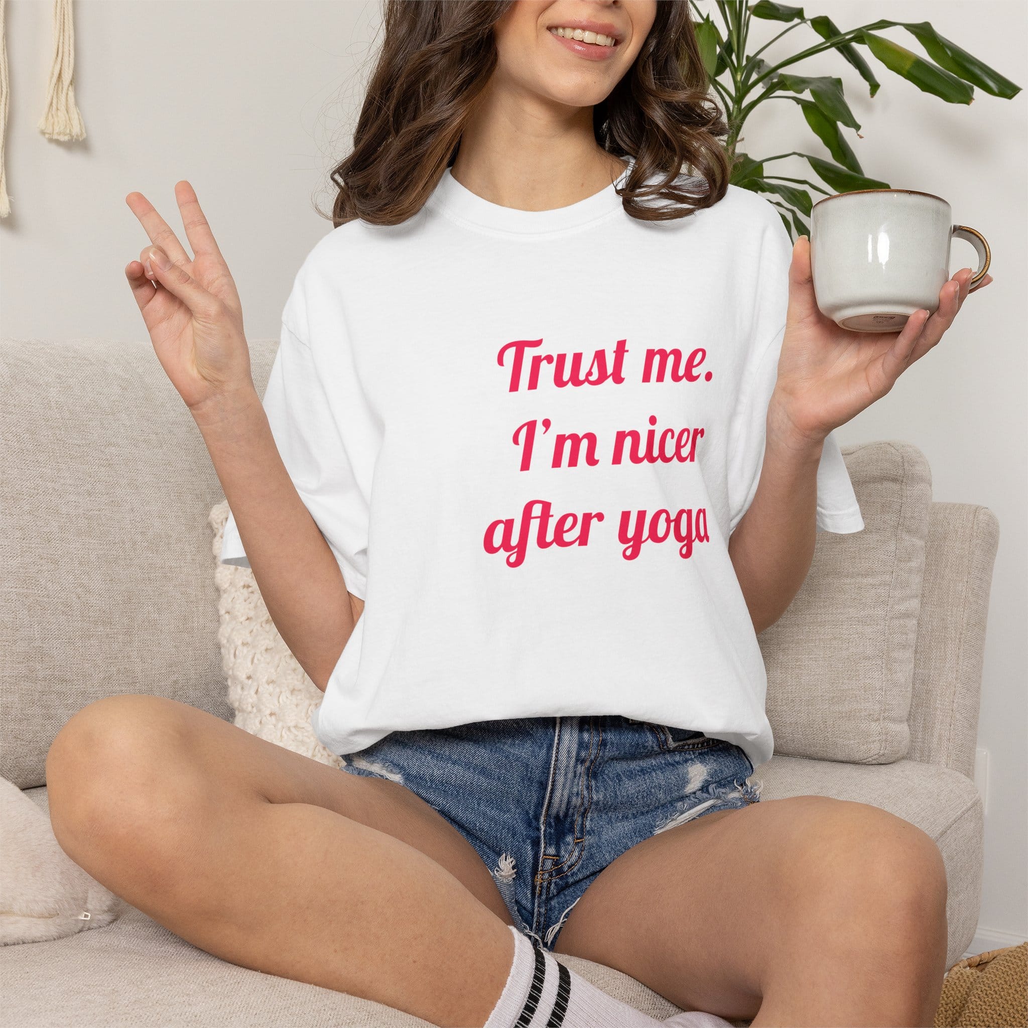 I'm Nicer After Yoga text t-shirt
