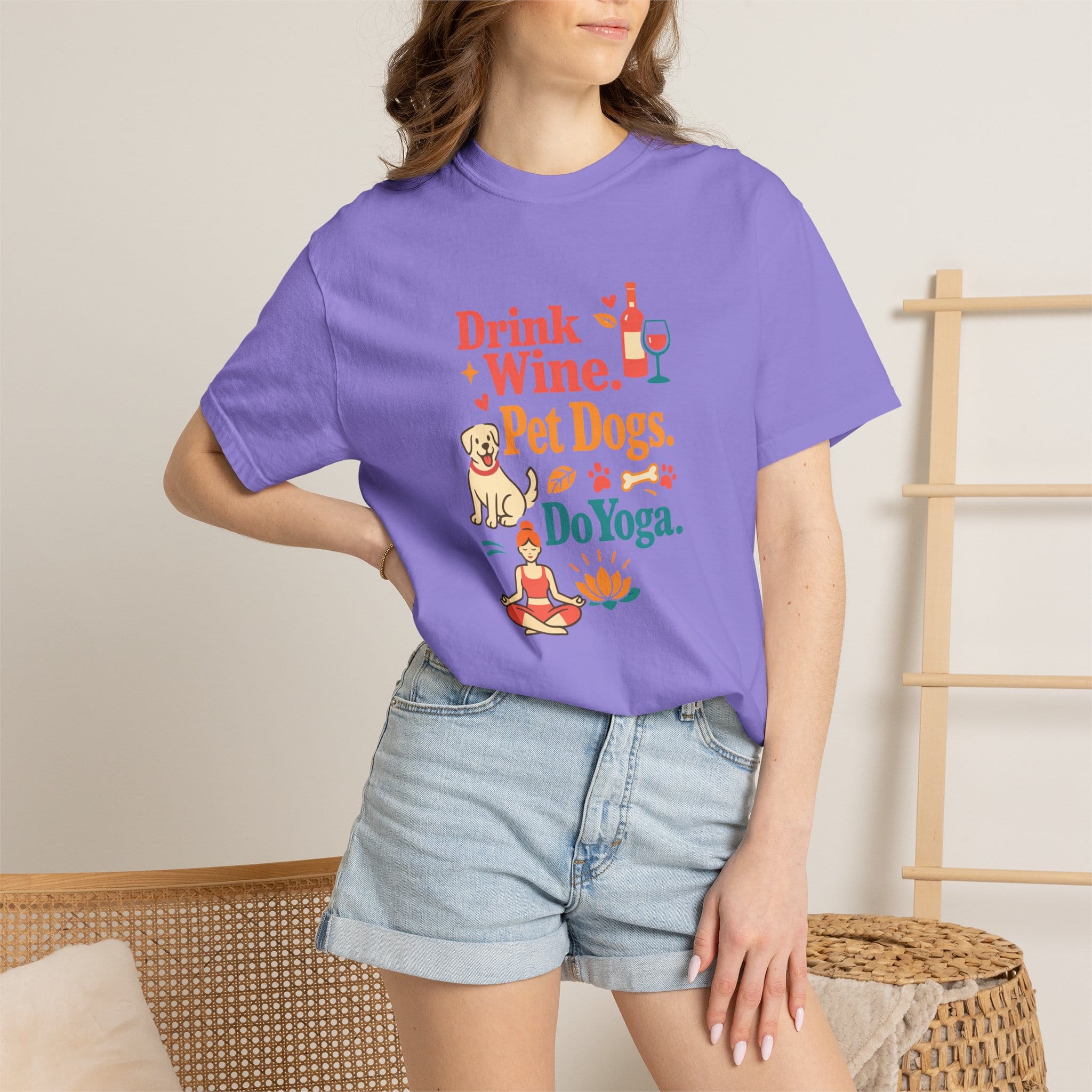 Drink Wine Pet Dogs Do Yoga t-shirt