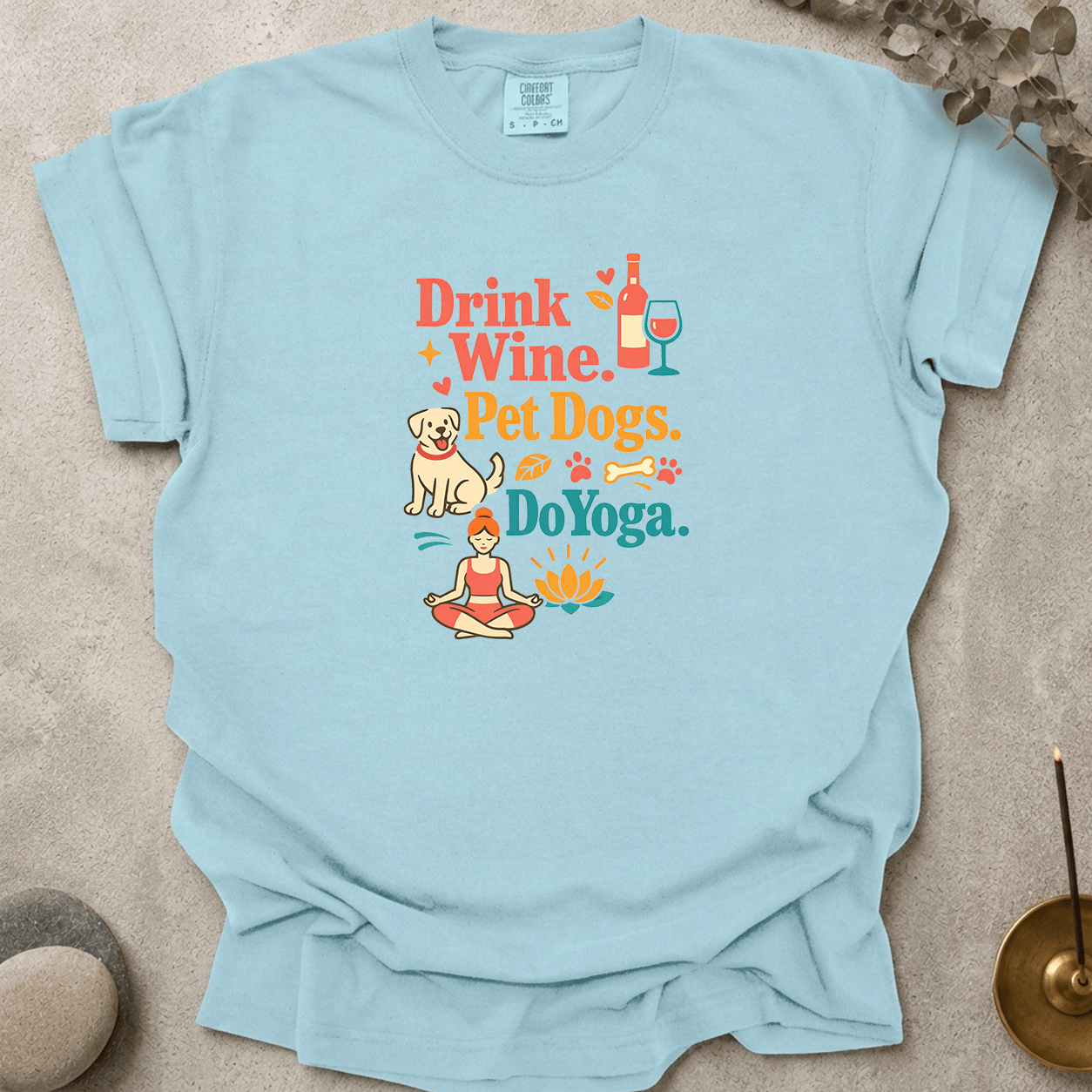 Drink Wine Pet Dogs Do Yoga t-shirt