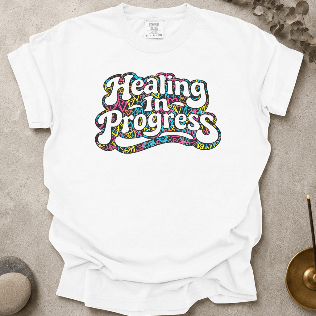 Neon Hearts Healing in Progress t-shirt