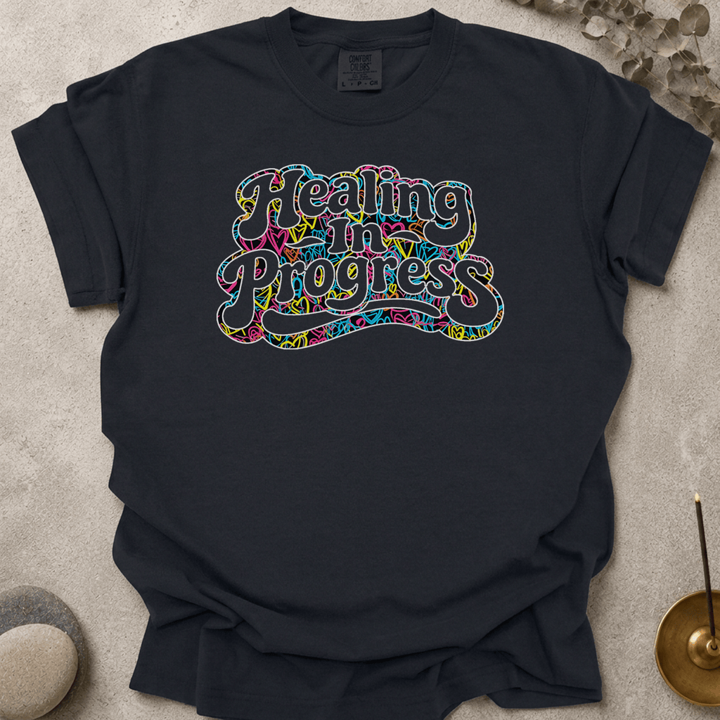 Neon Hearts Healing in Progress t-shirt