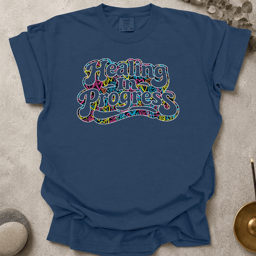 Neon Hearts Healing in Progress t-shirt