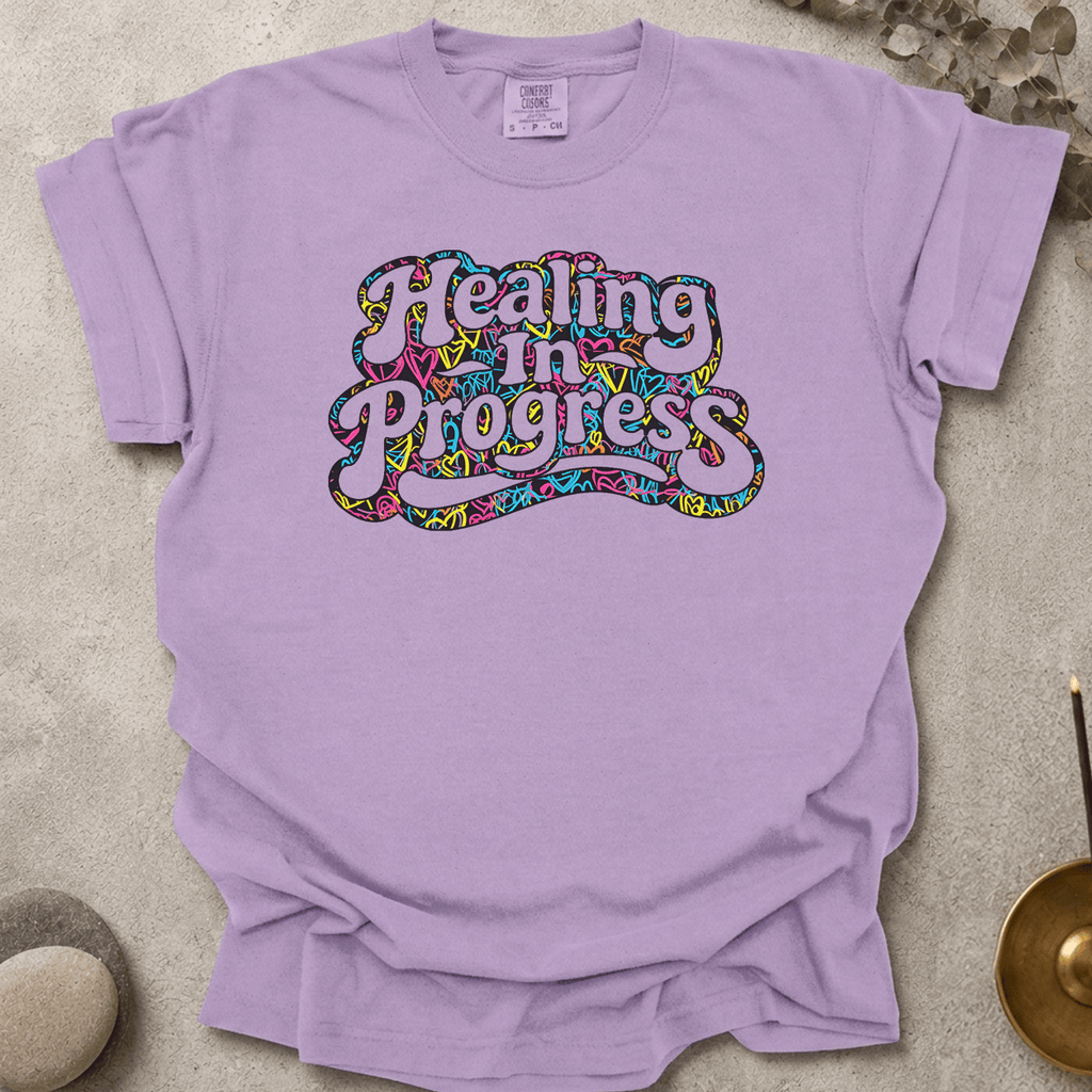 Neon Hearts Healing in Progress t-shirt