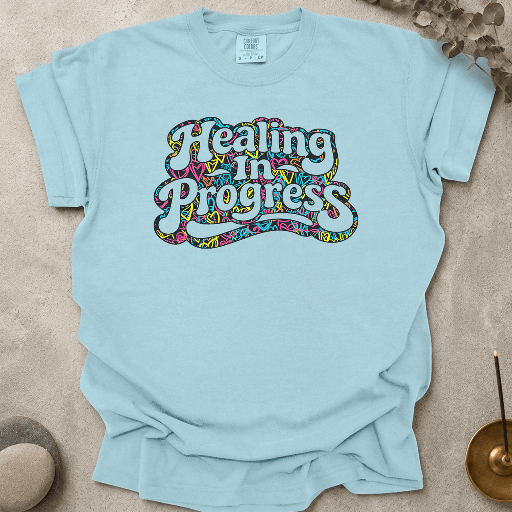 Neon Hearts Healing in Progress t-shirt