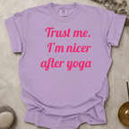 I'm Nicer After Yoga text t-shirt