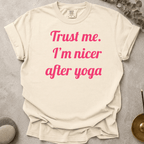 I'm Nicer After Yoga text t-shirt