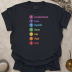 Know See Speak Love Do Feel Am t-shirt