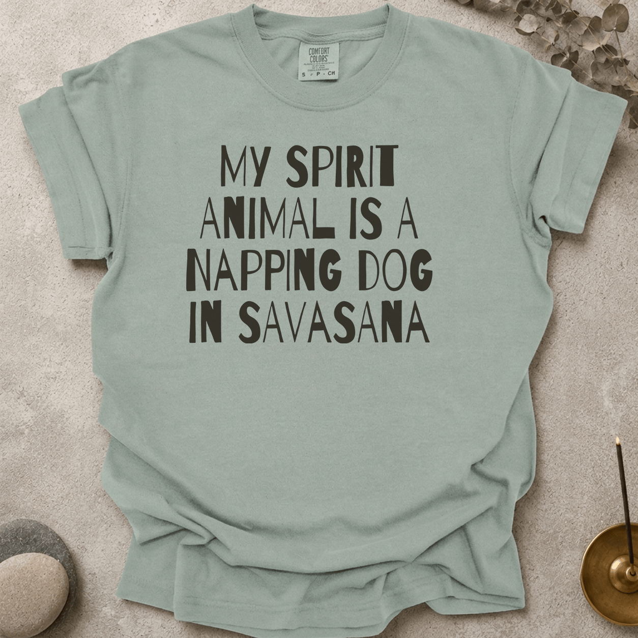 My Spirit Animal is a Napping Dog in Savasana t-shirt