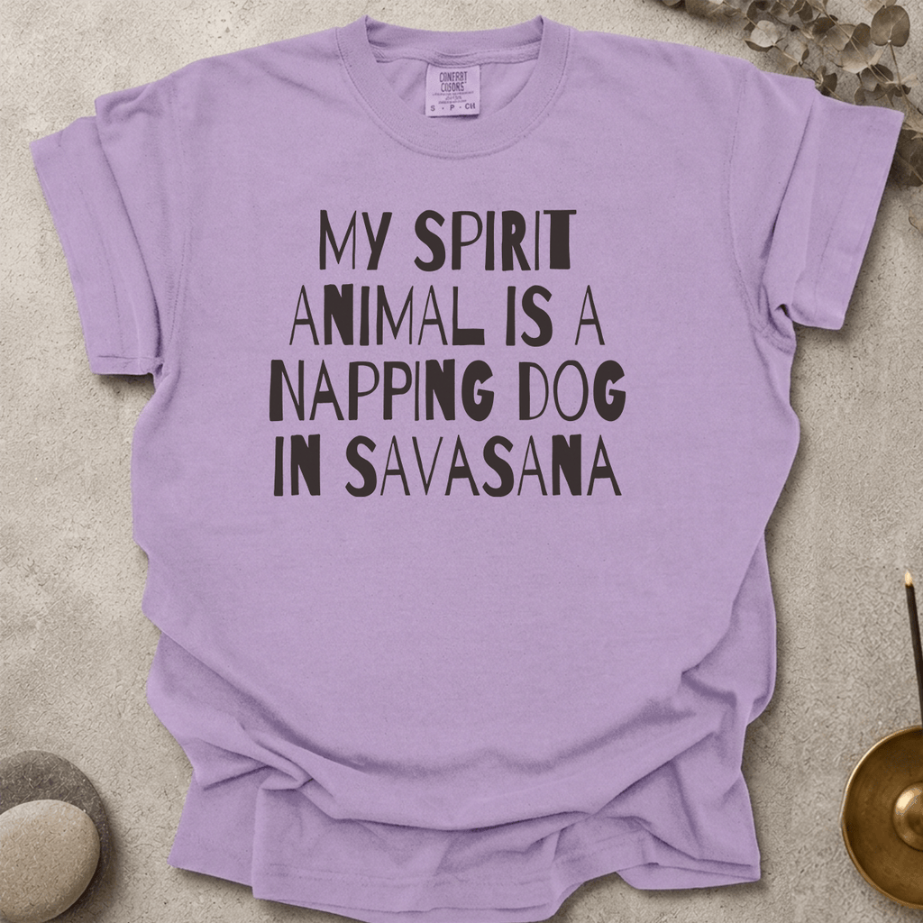 My Spirit Animal is a Napping Dog in Savasana t-shirt