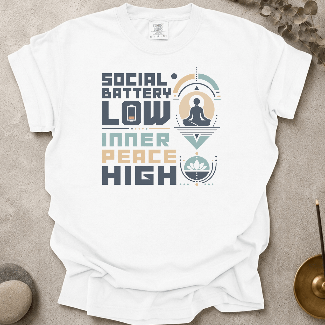 Social Battery Low Inner Peace High t-shirt