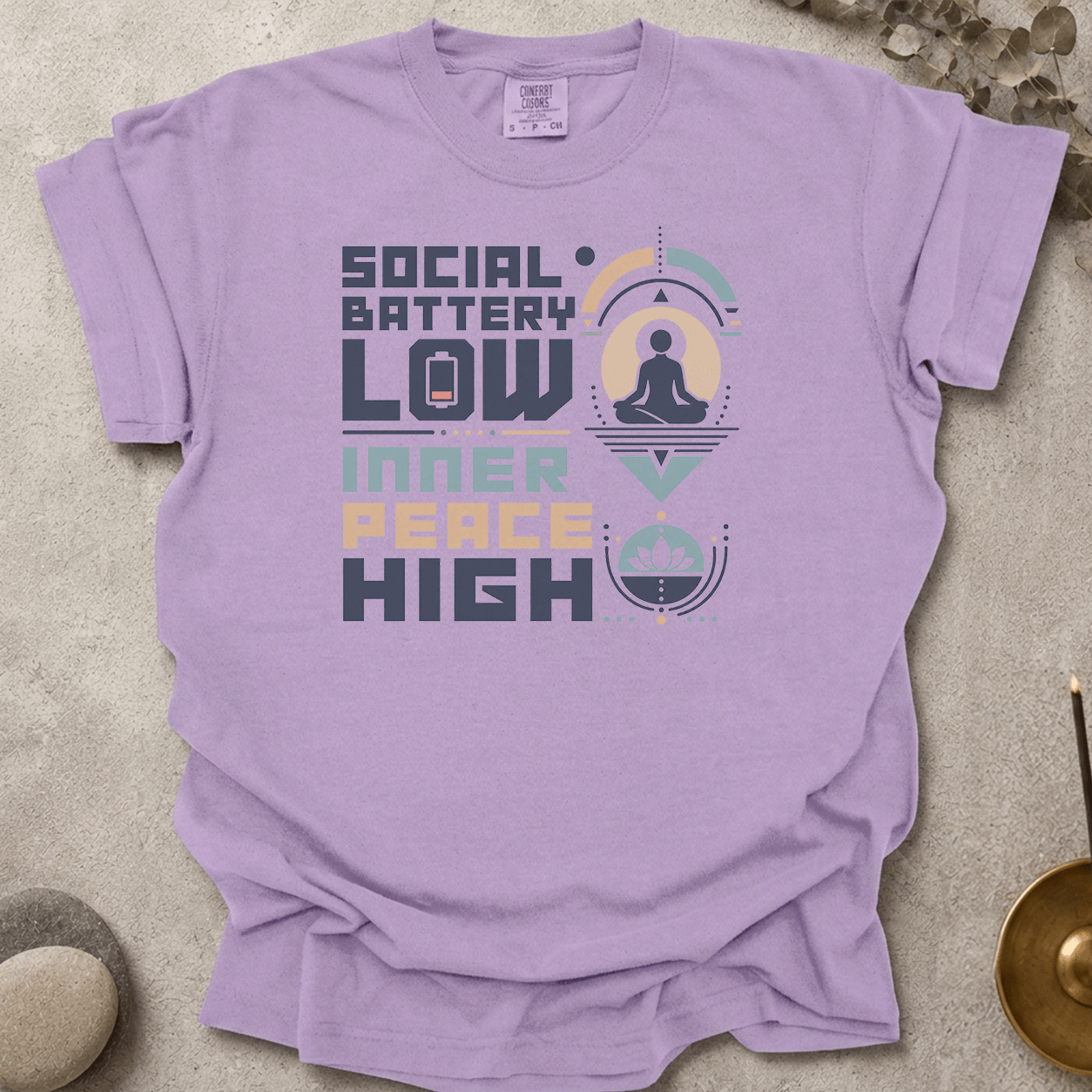 Social Battery Low Inner Peace High t-shirt