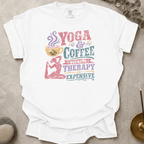 Yoga & Coffee Because Therapy Is Expensive t-shirt