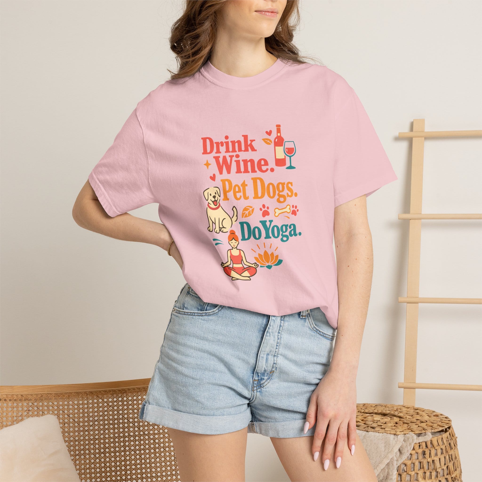 Drink Wine Pet Dogs Do Yoga t-shirt
