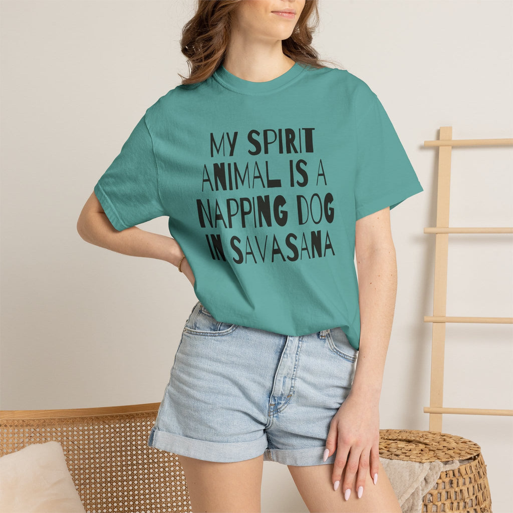 My Spirit Animal is a Napping Dog in Savasana t-shirt
