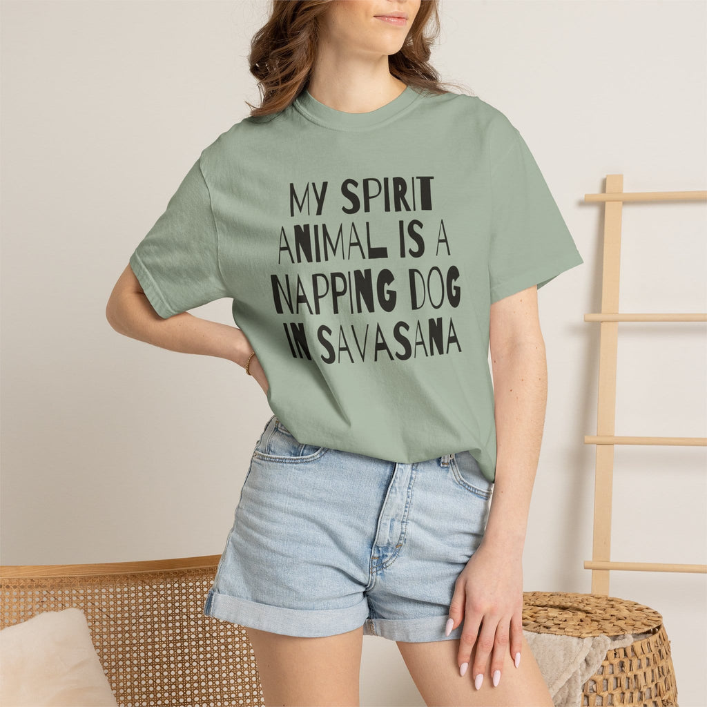 My Spirit Animal is a Napping Dog in Savasana t-shirt