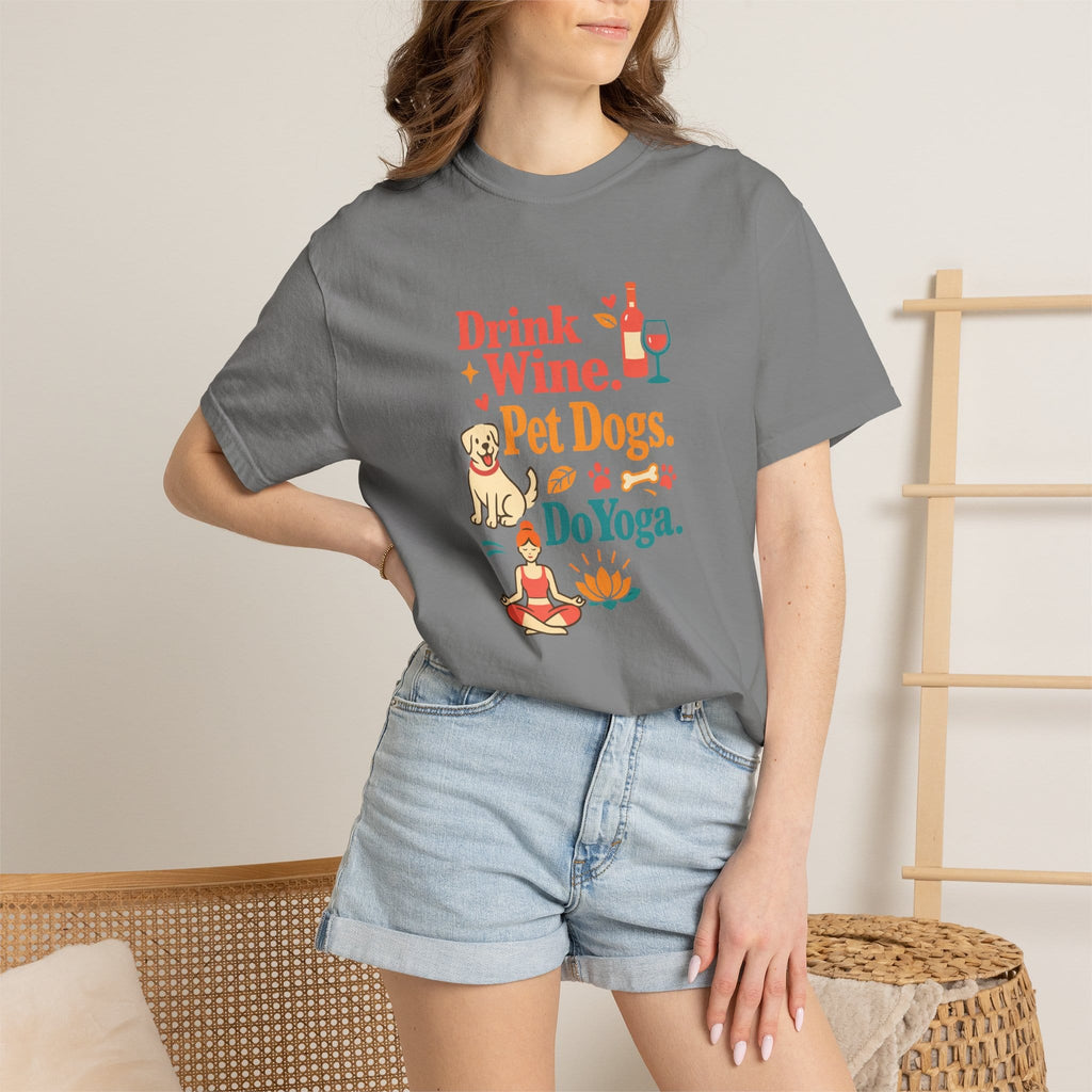 Drink Wine Pet Dogs Do Yoga t-shirt