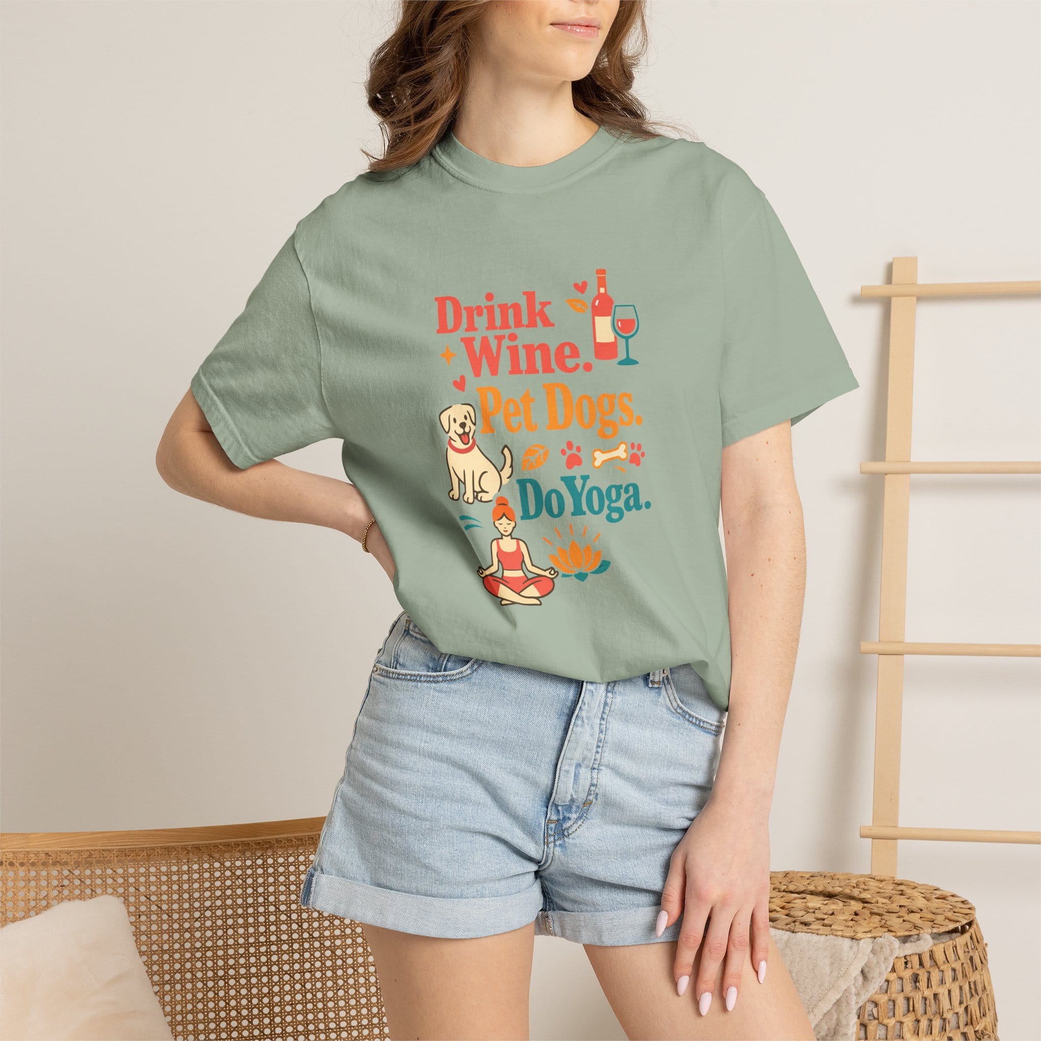 Drink Wine Pet Dogs Do Yoga t-shirt